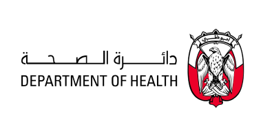 The logo for the department of health for Abu Dhabi